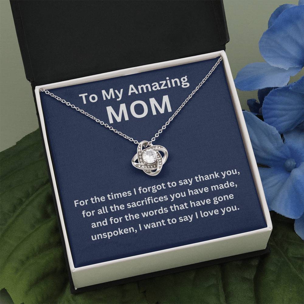 To My Mom-I Love You-Love Knot Necklace