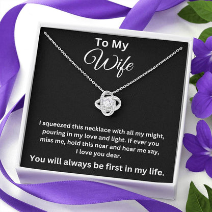 To My Wife-Love And Light-Love Knot Necklace