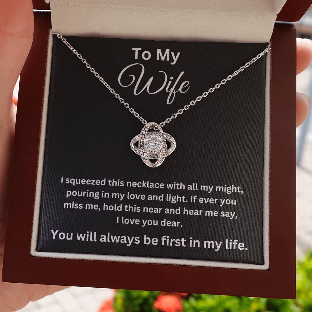 To My Wife-Love And Light-Love Knot Necklace