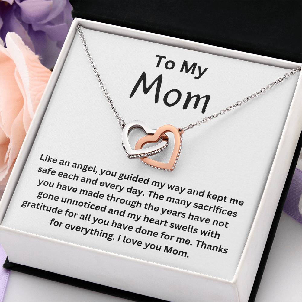 To My Mom-Interlocking Hearts Necklace-I Love You Mom