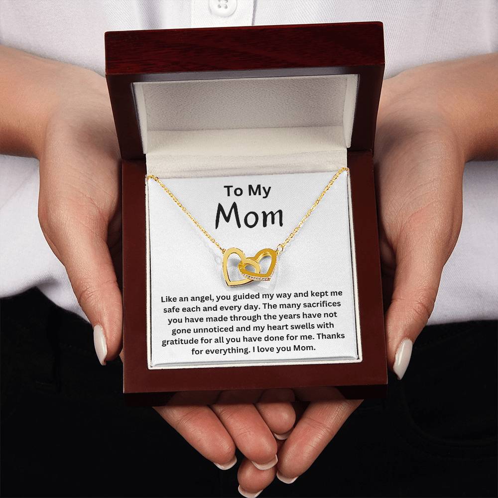 To My Mom-Interlocking Hearts Necklace-I Love You Mom