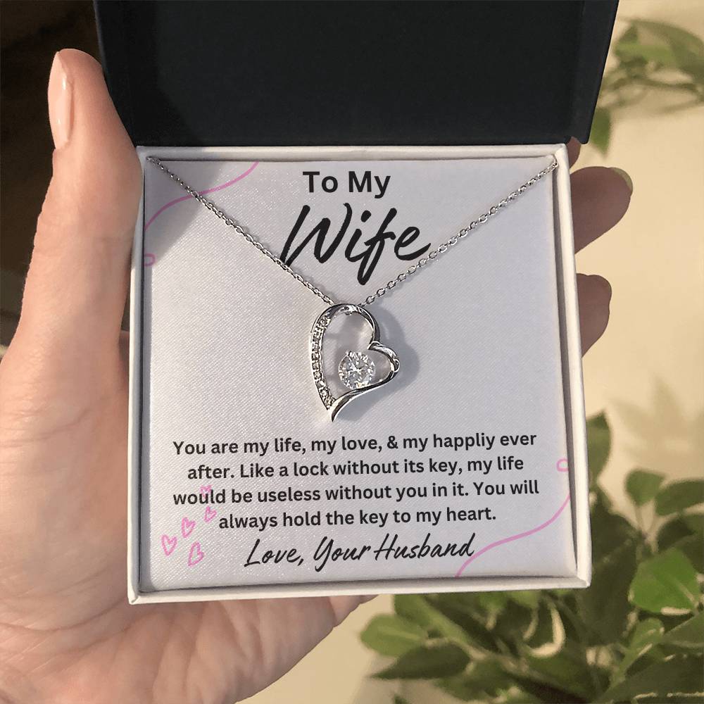 For My Wife-Key To My Heart-Cherished Heart Necklace