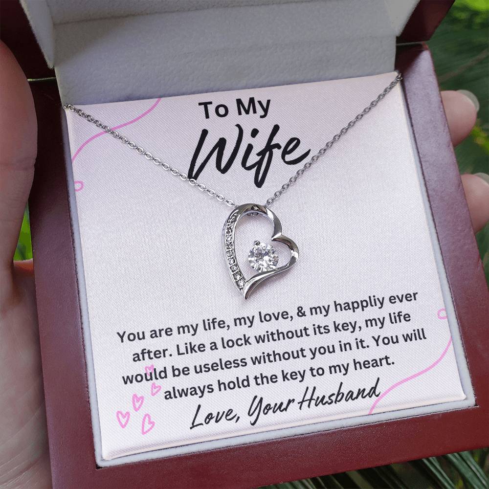 For My Wife-Key To My Heart-Cherished Heart Necklace