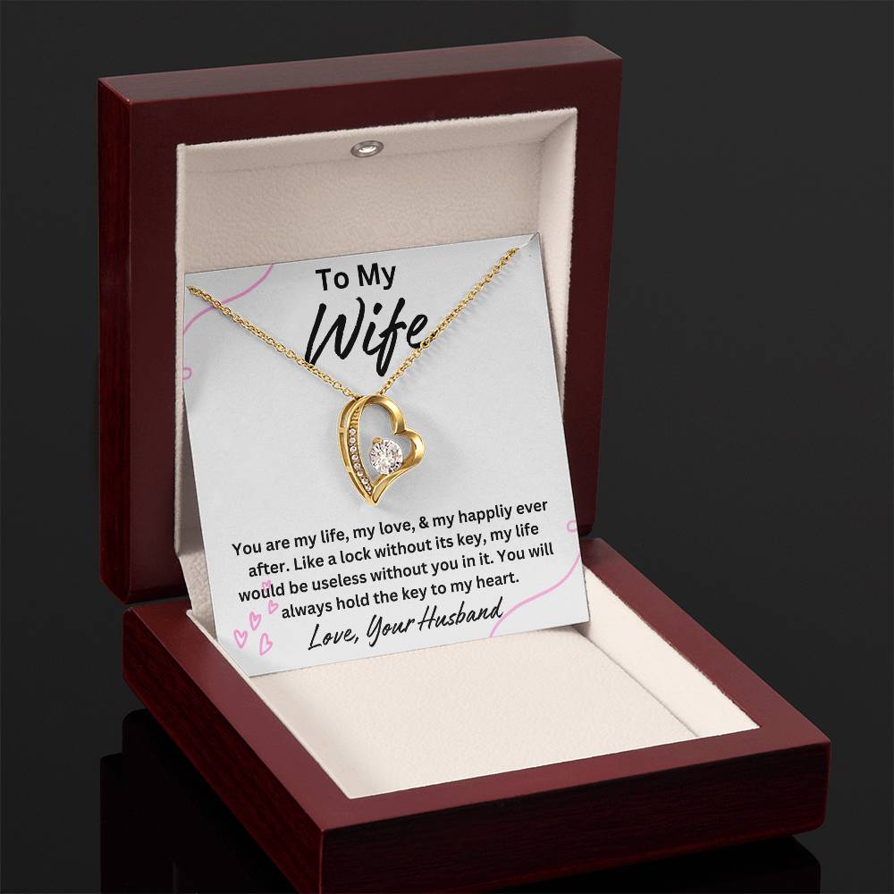 For My Wife-Key To My Heart-Cherished Heart Necklace