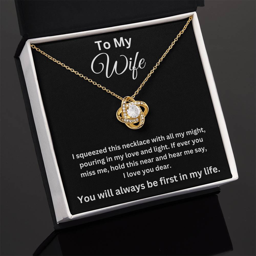 To My Wife-Love And Light-Love Knot Necklace