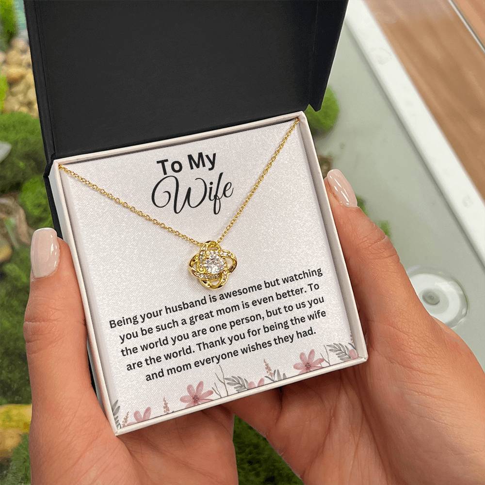 To My Wife-Our World-Love Knot Necklace