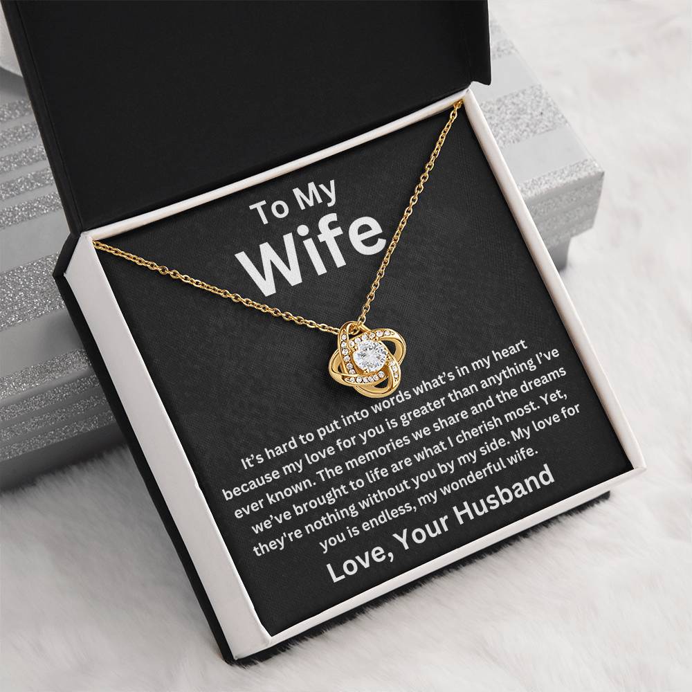 To My Wife-Dreams-Love Knot Necklace