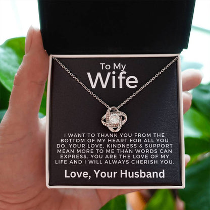 To My Wife-From The Heart-Love Knot Necklace