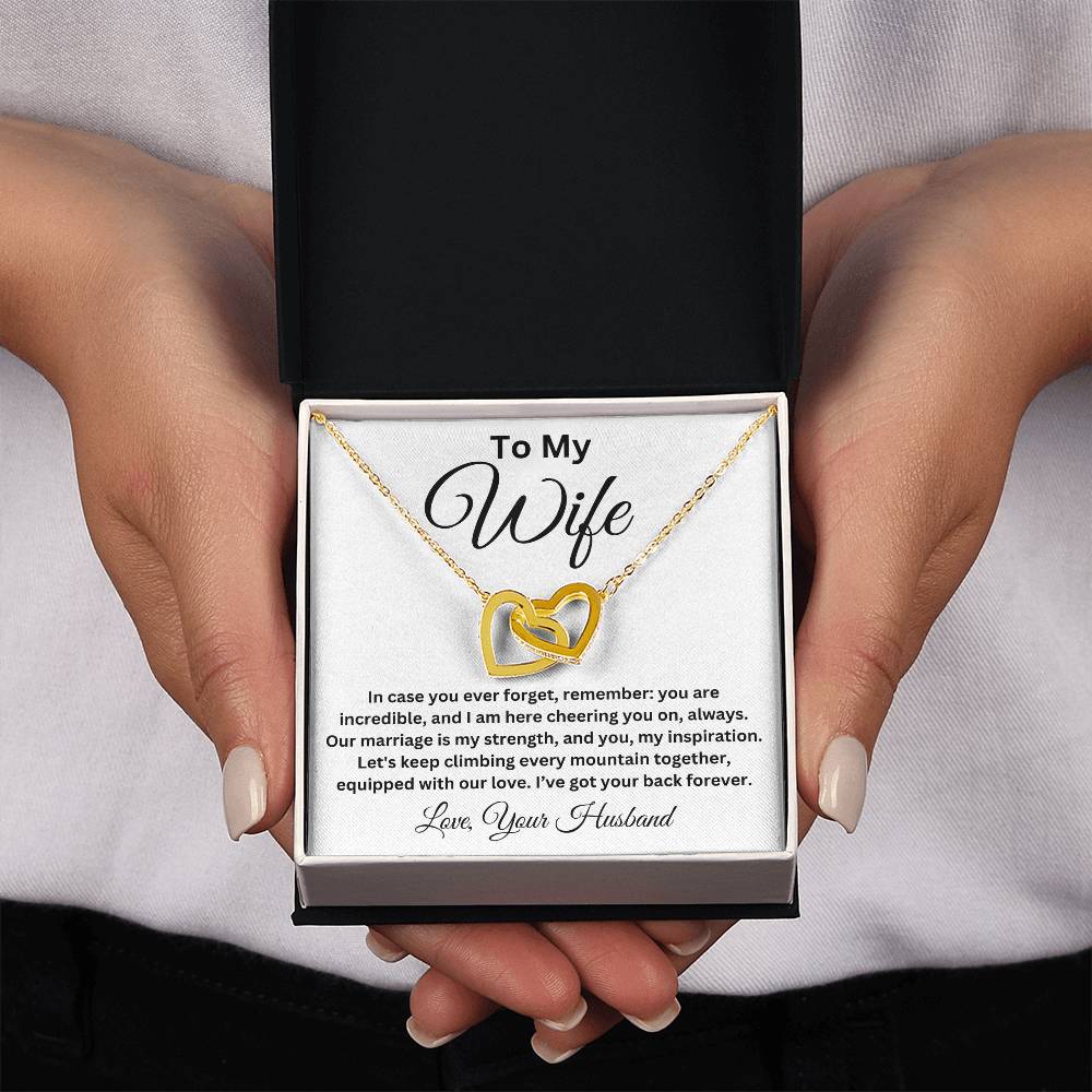 To My Wife-You Are Incredible-Interlocking Hearts Necklace