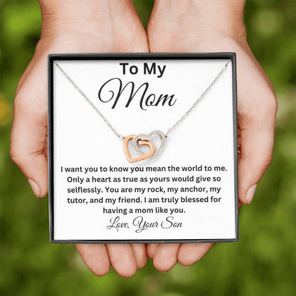 To My Mom-Interlocking Hearts Necklace-Selfless Love