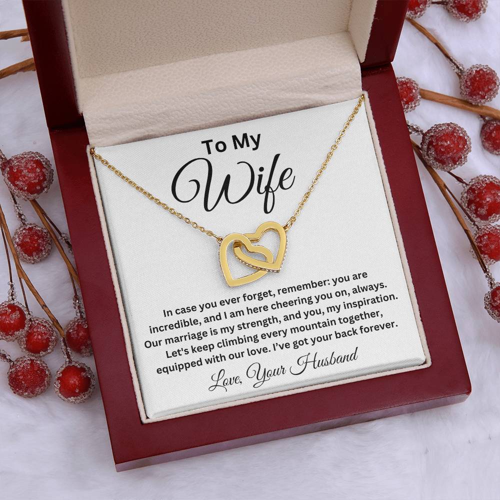 To My Wife-You Are Incredible-Interlocking Hearts Necklace