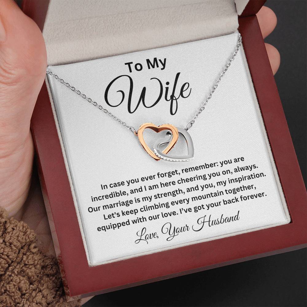 To My Wife-You Are Incredible-Interlocking Hearts Necklace