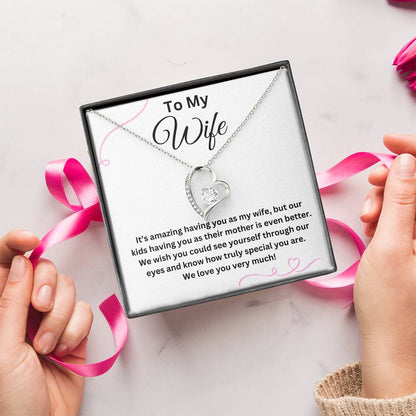 To My Wife-We Love You-Cherished Heart Necklace