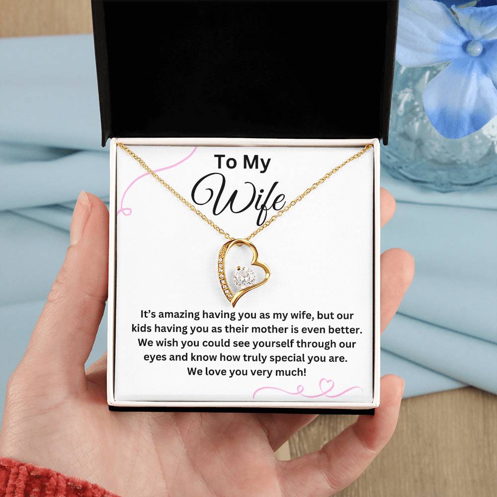 To My Wife-We Love You-Cherished Heart Necklace